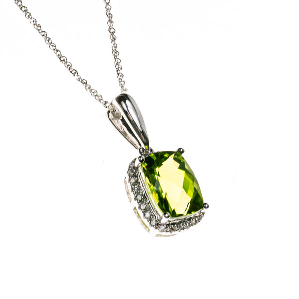 14K Peridot Rectangle Necklace
