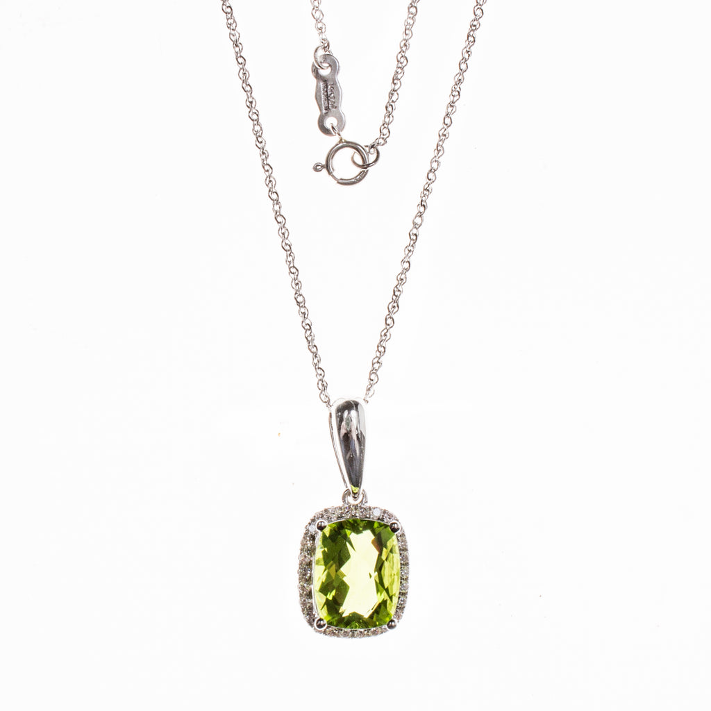 14K Peridot Rectangle Necklace