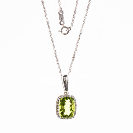 SS Peridot Oval and Diamond Bezel Bracelet