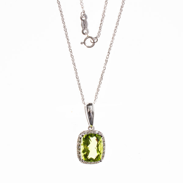 14K Peridot Rectangle Necklace