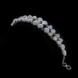 SS 2 Row Rainbow Moonstone Bezel Toggle Bracelet