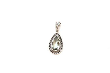 Sterling Silver Moldavite Nugget and Green Amethyst Pendant