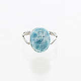 SS Oval Larimar Bezel Ring with Split Band (Size 7.25)