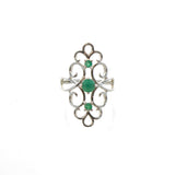 SS 3 Emerald Filigree Ring (Size 6,8)