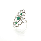 SS 3 Emerald Filigree Ring (Size 6,8)