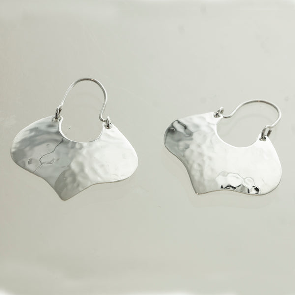 SS Wavy Hammered Hoop Earrings