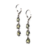 Sterling Silver Moldavite Faceted Pear Drop Earrings