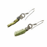 Sterling Silver Moldavite Nugget Dangle Bar Earrings