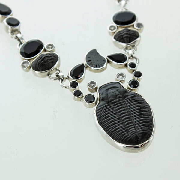 SS Trilobite, Onyx, & Ammonite Statement Necklace