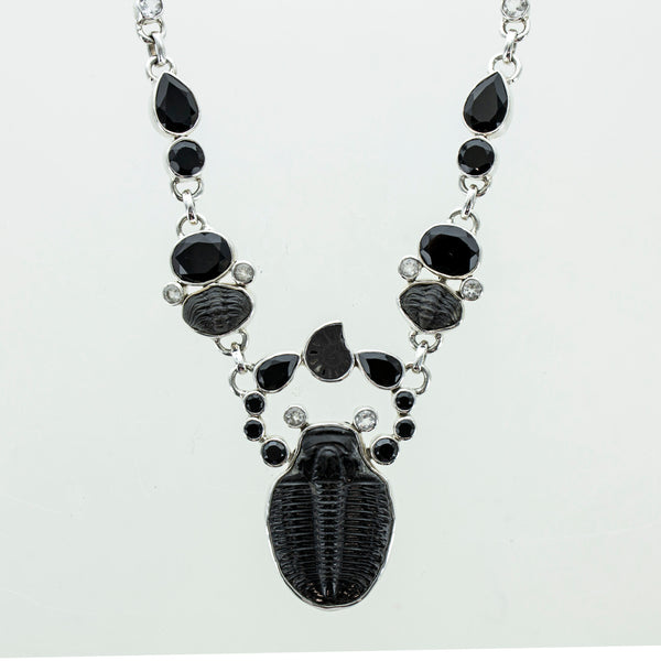 SS Trilobite, Onyx, & Ammonite Statement Necklace