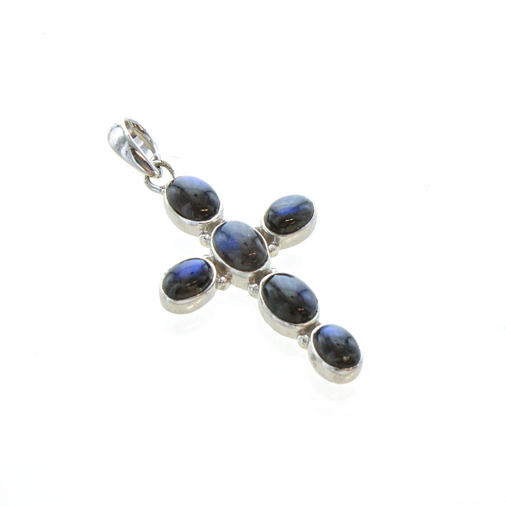 SS 6 Oval Labradorite Cross Pendant