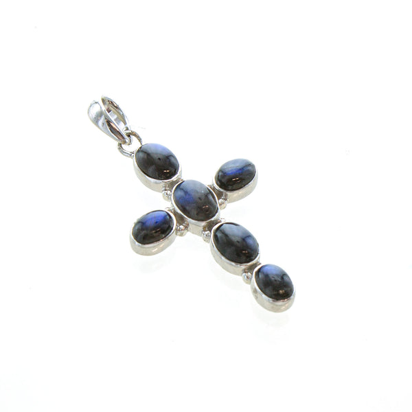 SS 6 Oval Labradorite Cross Pendant