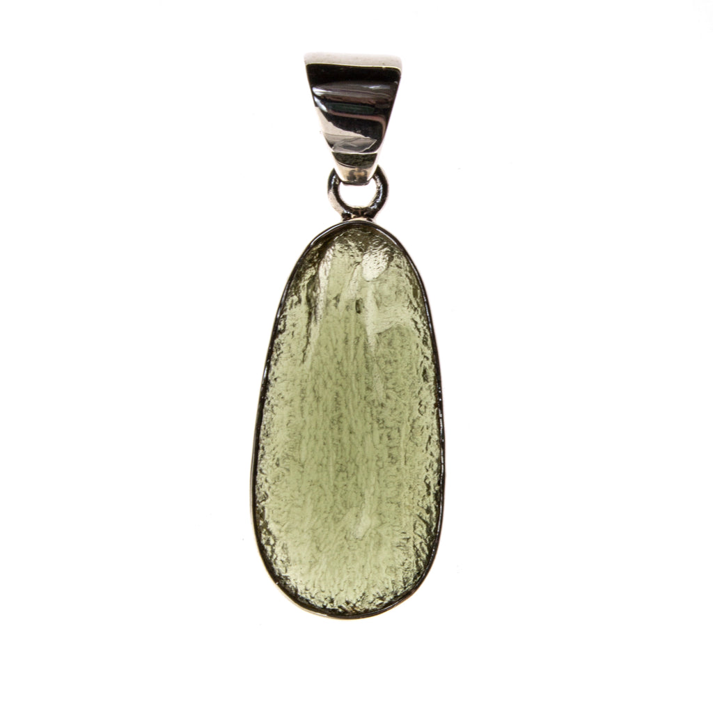 Sterling Silver Raw Moldavite Bezel Pendant
