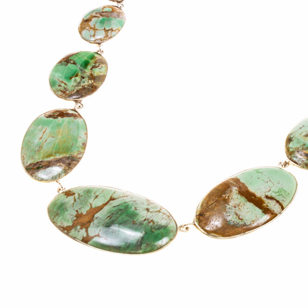 Sterling Silver Gradated Variscite Link Necklace