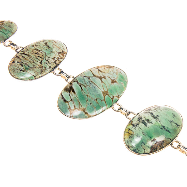 Sterling Silver Gradated Variscite Oval Link Bracelet