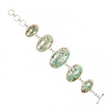 Sterling Silver Gradated Variscite Oval Link Bracelet