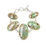 Sterling Silver Gradated Variscite Oval Link Bracelet