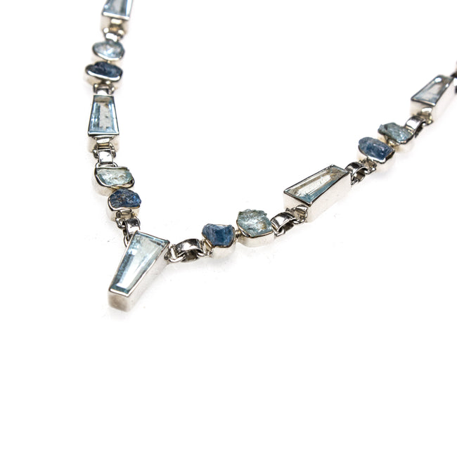 SS Aquamarine Variety Link Necklace