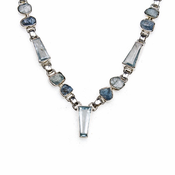 SS Aquamarine Variety Link Necklace