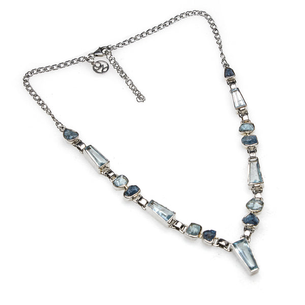 SS Aquamarine Variety Link Necklace