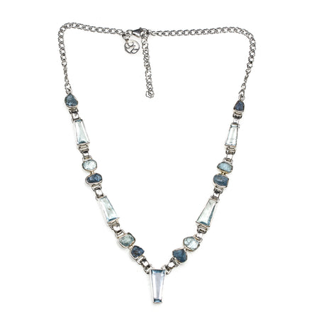 SS AAA Aquamarine Beaded Adjustable Necklace