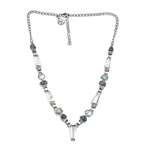 SS Aquamarine Variety Link Necklace