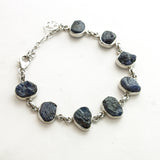 SS Rough Sapphire Bezel Link Bracelet