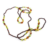 SS Multi-colored Amber Polyhedron Long Beaded Necklace