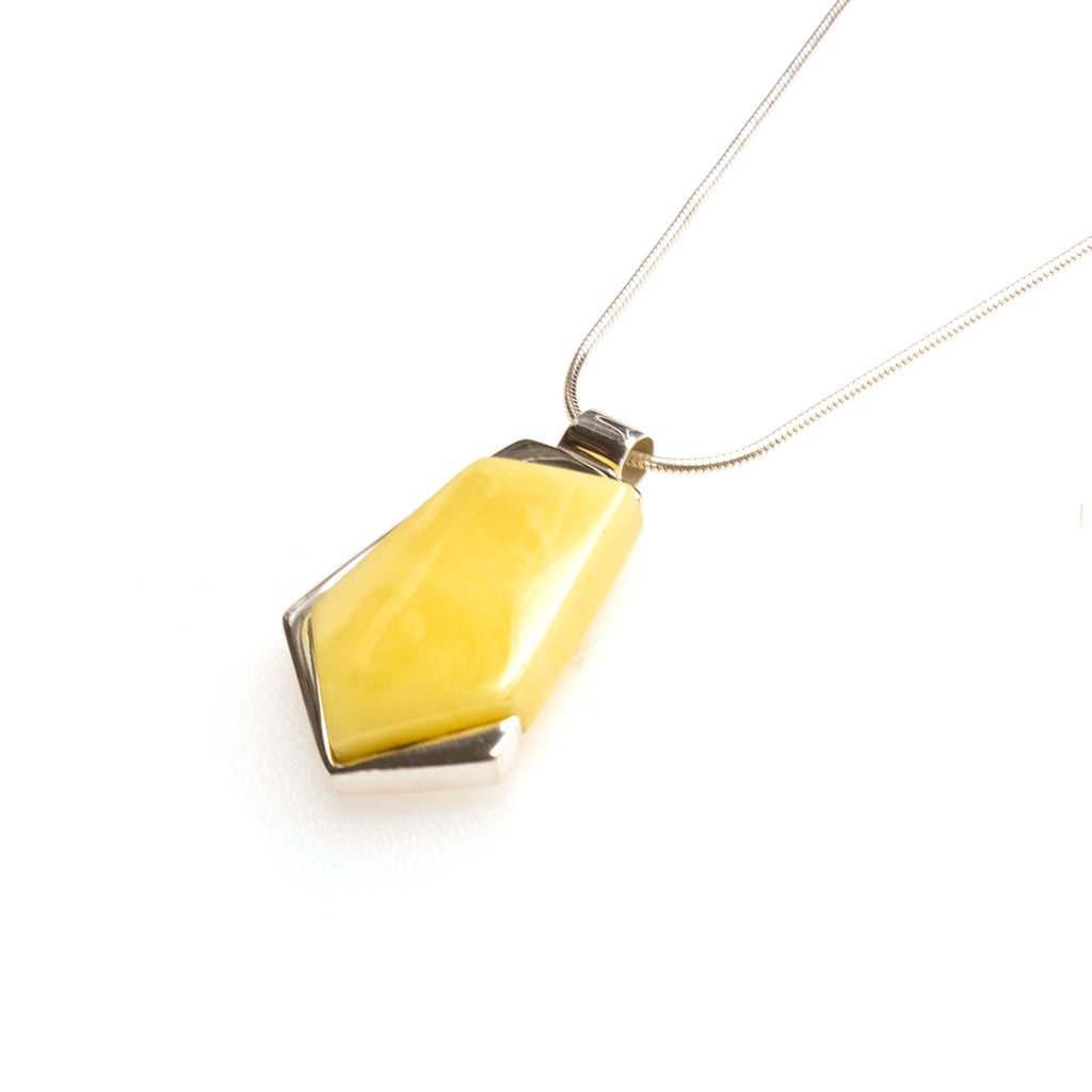 SS Geometric Butterscotch Amber Necklace