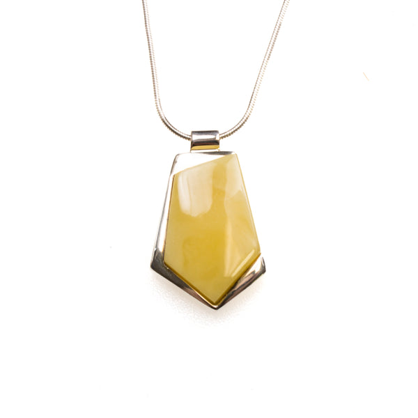 SS Geometric Butterscotch Amber Necklace