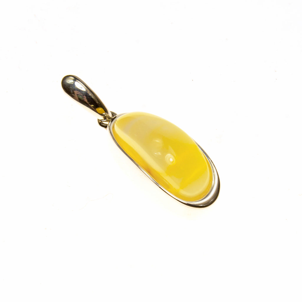 SS Butterscotch Amber Oblong Pendant