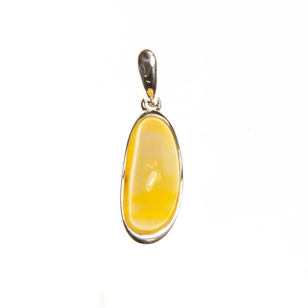 SS Butterscotch Amber Oblong Pendant
