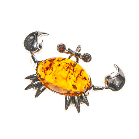 SS Round Created Fire Opal Crab Dangle Earrings