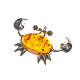 Sterling Silver Amber Crab Pendant