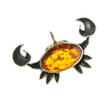 Sterling Silver Amber Crab Pendant