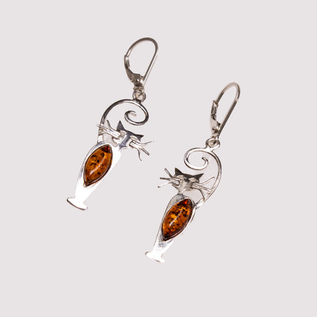 SS Dangling Cat Earrings