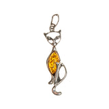 SS Amber or Turquoise Cat Pendant