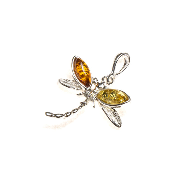 SS Amber Dragonfly Pendant