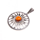 SS Round Amber Sun Pendant
