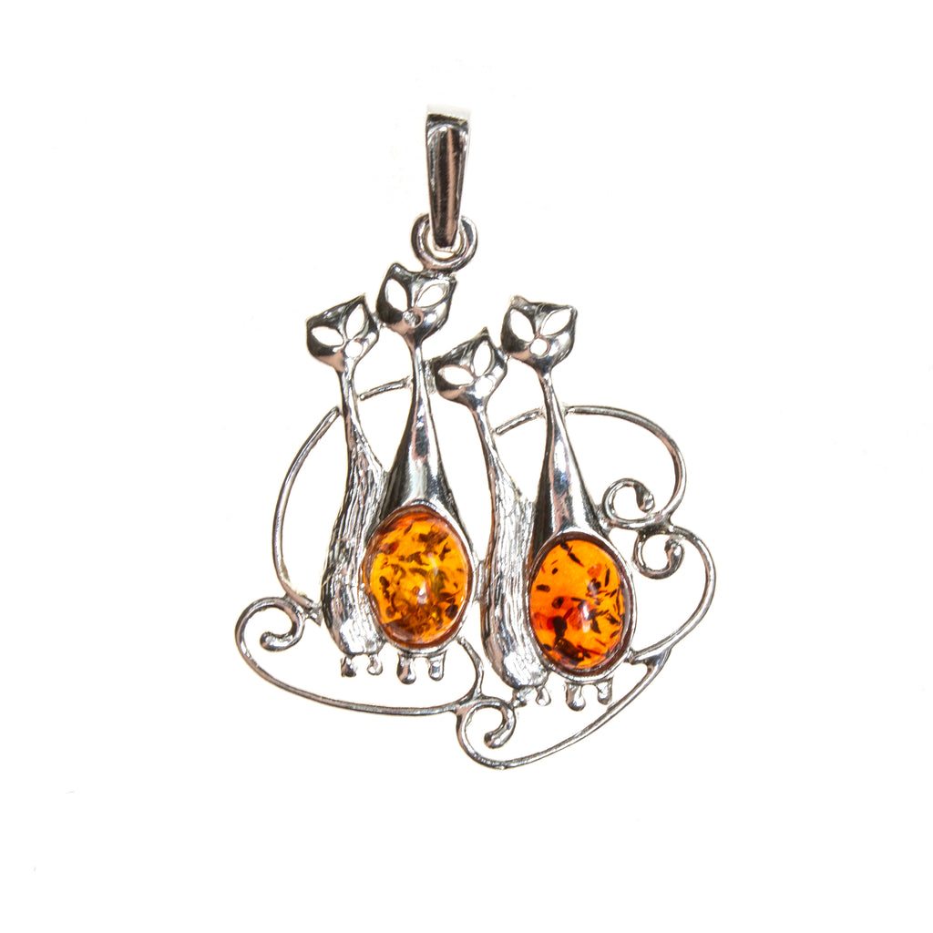 SS Amber Kitty Quartet Pendant