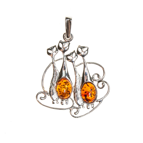 SS Amber Kitty Quartet Pendant