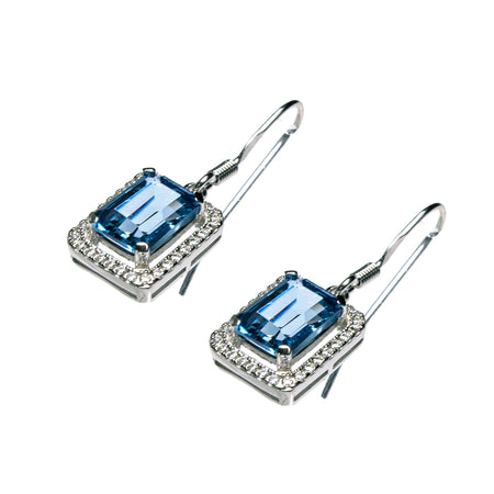 14KW Aquamarine 7mm Delta Earrings