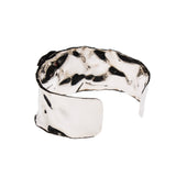 Hammered Sterling Silver Keshi Pearl Wide Cuff Bracelet