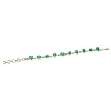 SS Faceted Round & Pear Emerald Bezel Link Bracelet
