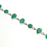 SS Faceted Round & Pear Emerald Bezel Link Bracelet