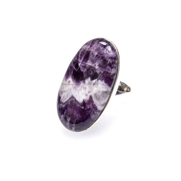 SS Chevron Amethyst Ring (Size 8)