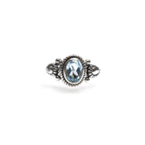 SS Blue Topaz Oval Rope Trim Ring (Size 7.5)