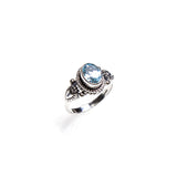 SS Blue Topaz Oval Rope Trim Ring (Size 7.5)