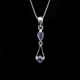 SS Dainty Pear & Square Rainbow Moonstone Necklace