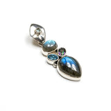 SS Labradorite, Blue & Mystic Topaz Pendant